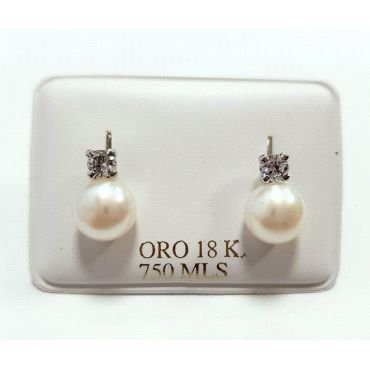 PENDIENTES ORO BLANCO PERLA                                           