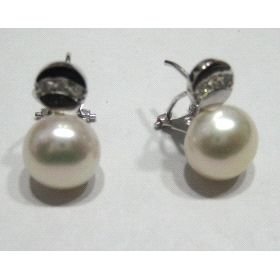 PENDIENTES ORO BLANCO PERLA                                           