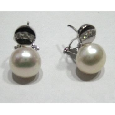 PENDIENTES ORO BLANCO PERLA                                           
