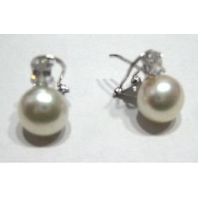 PENDIENTES ORO BLANCO PERLA                                           