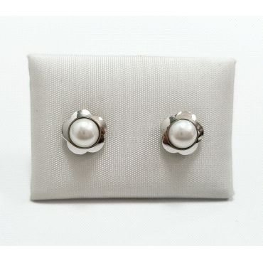 PENDIENTES ORO BLANCO PERLA                                           