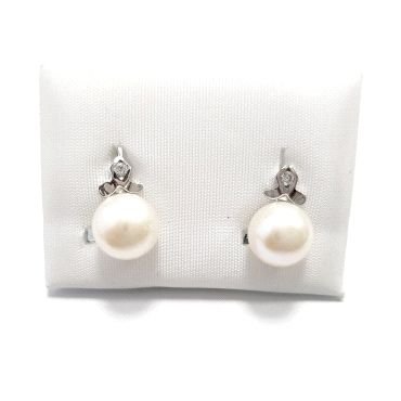 PENDIENTES ORO BLANCO PERLA                                           