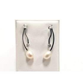 PENDIENTES ORO BLANCO PERLA                                           
