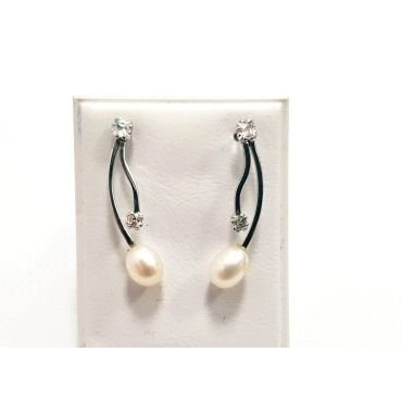 PENDIENTES ORO BLANCO PERLA                                           