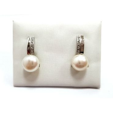 PENDIENTES ORO BLANCO PERLA                                           