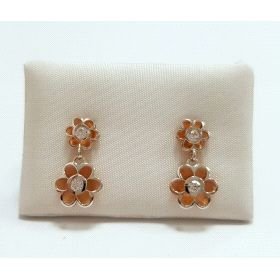 PENDIENTES NIÑA BICOLOR ROSA Y BLANCO                                 