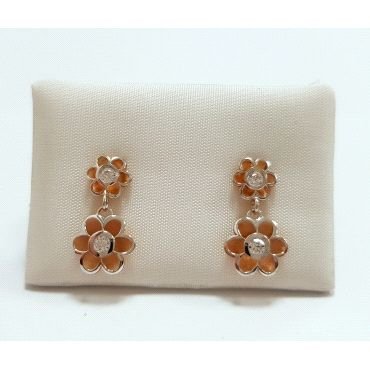 PENDIENTES NIÑA BICOLOR ROSA Y BLANCO                                 