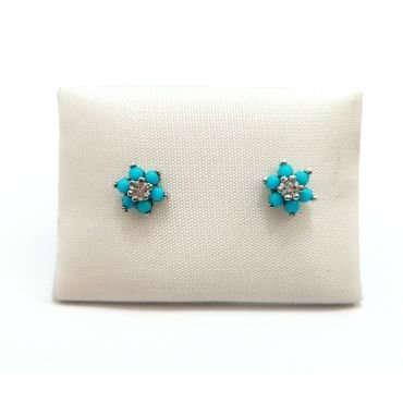 PENDIENTES NIÑA ORO BLANCO PIEDRA                                     
