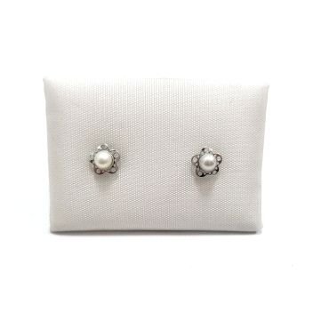 PENDIENTES NIÑA ORO BLANCO PERLA                                      