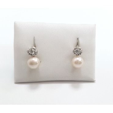 PENDIENTES NIÑA ORO BLANCO PERLA                                      
