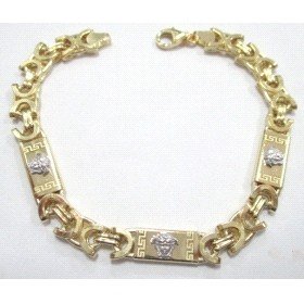 PULSERAS CABALLERO ORO BICOLOR ITALIANO LISO                          