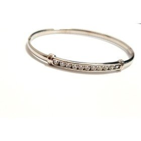 PULSERA ARO ORO BLANCO ITALIANO PIEDRA                                