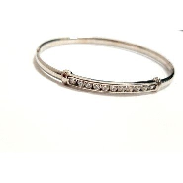 PULSERA ARO ORO BLANCO ITALIANO PIEDRA                                