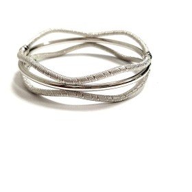 PULSERA ARO ORO BLANCO ITALIANO GRABADO                               
