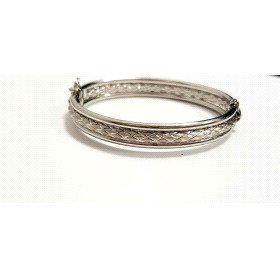 PULSERA ARO ORO BLANCO ITALIANO GRABADO                               