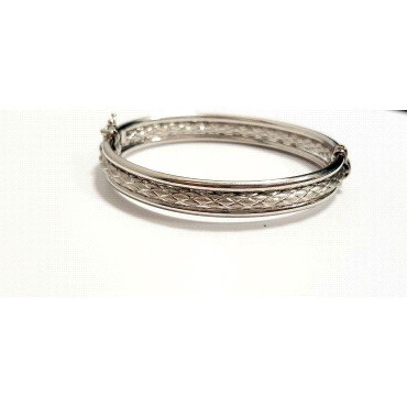 PULSERA ARO ORO BLANCO ITALIANO GRABADO                               