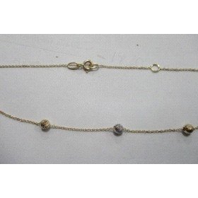 GARGANTILLA ORO BICOLOR BOLAS TALLADAS 3.5 M/M                        