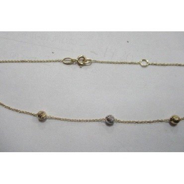GARGANTILLA ORO BICOLOR BOLAS TALLADAS 3.5 M/M                        