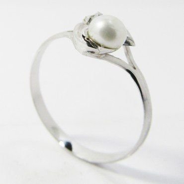 SORTIJA NIÑA ORO BLANCO PERLA