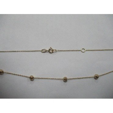 GARGANTILLA ORO AMARILLO BOLAS TALLADAS 45CM                          