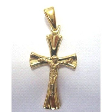 CRUZ ORO AMARILLO CON CRISTO                                          