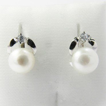 PENDIENTES NIÑA ORO BLANCO PERLA