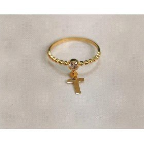 SORTIJA  ORO AMARILLO PIEDRA CIRCONITA CRUZ FUNDIDA                   