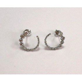 PENDIENTES CIRCULO DISMINUCION  ORO BLANCO PIEDRA                     