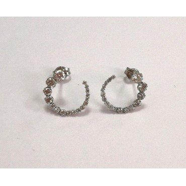 PENDIENTES CIRCULO DISMINUCION  ORO BLANCO PIEDRA                     