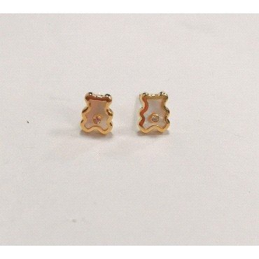 PENDIENTES NIÑA ORO AMARILLO PIEDRA OSITO NACAR                       