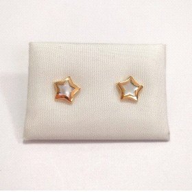 PENDIENTES NIÑA ORO AMARILLO PIEDRA ESTRELLA NACAR                    