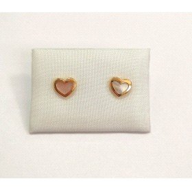 PENDIENTES NIÑA ORO AMARILLO PIEDRA CORAZON NACAR                     
