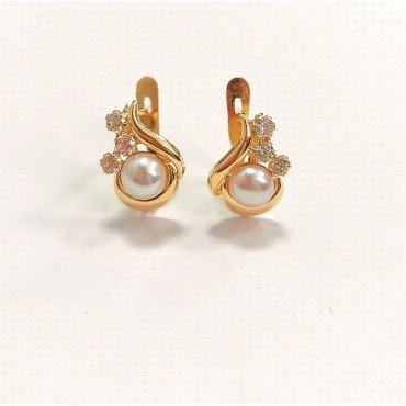 PENDIENTES NIÑA ORO AMARILLO PERLA PIEDRA                             