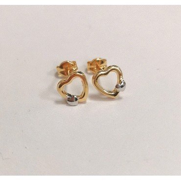PENDIENTES  CORAZON ORO BICOLOR                                       