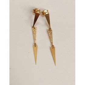 PENDIENTES  TRIANGULOS ORO AMARILLO PIEDRA                            