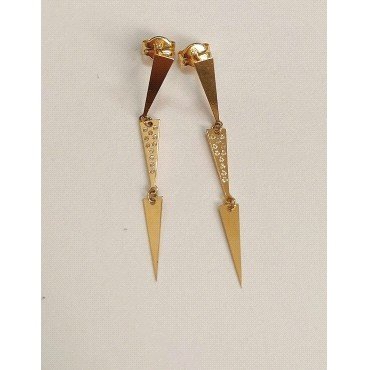 PENDIENTES  TRIANGULOS ORO AMARILLO PIEDRA                            