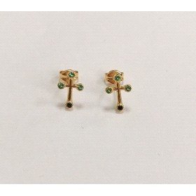 PENDIENTES  CRUZ ORO AMARILLO PIEDRA COLOR                            