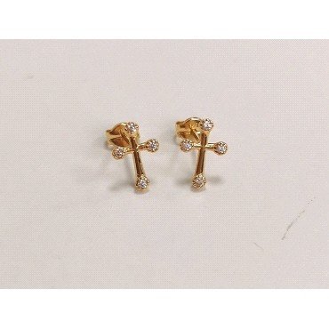 PENDIENTES  CRUZ ORO AMARILLO PIEDRA CIRCONITA                        
