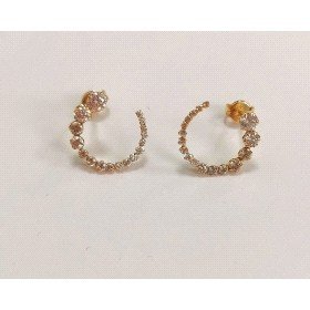 PENDIENTES  CIRCULO DISMINUCION ORO AMARILLO PIEDRA                   