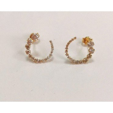 PENDIENTES  CIRCULO DISMINUCION ORO AMARILLO PIEDRA                   