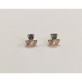 PENDIENTES TREBOL ORO AMARILLO PIEDRA                                 