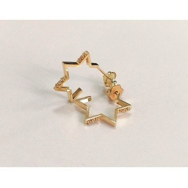 PENDIENTES ESTRELLA ORO AMARILLO PIEDRA                               