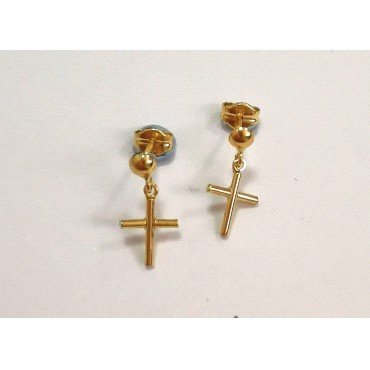 PENDIENTES BOLA CRUZ  ORO AMARILLO                                    