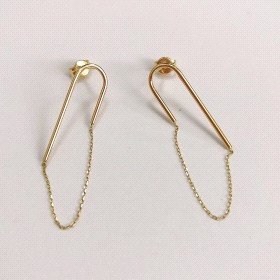 PENDIENTES  CURVA CADENA ORO AMARILLO                                 