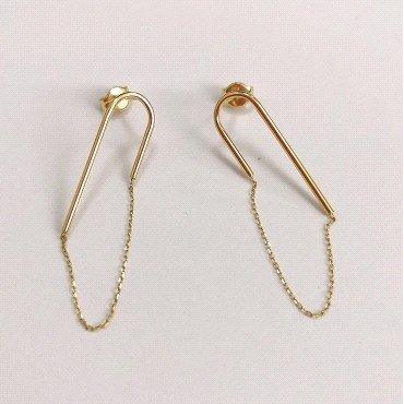 PENDIENTES  CURVA CADENA ORO AMARILLO                                 
