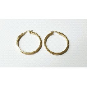 PENDIENTES ARO ORO AMARILLO GALLON PLANOS 40MM X 2MM                  