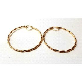PENDIENTES ARO ORO AMARILLO GALLON  BRILLO 50M/M Y 2.5 GROSOR         