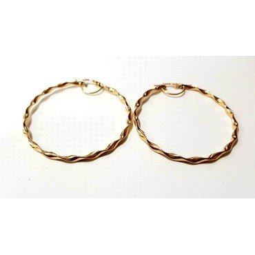 PENDIENTES ARO ORO AMARILLO GALLON  BRILLO 50M/M Y 2.5 GROSOR         