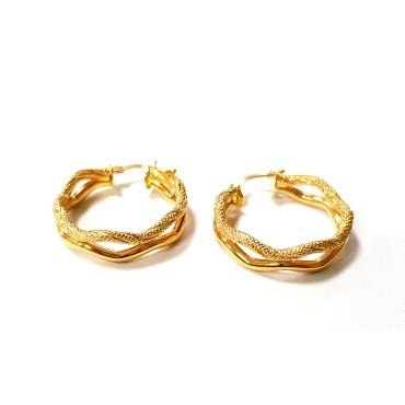 PENDIENTES ARO ORO AMARILLO GRABADA                                   