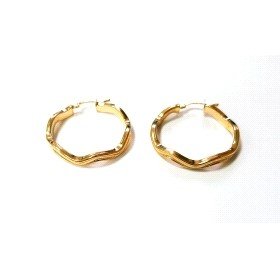 PENDIENTES ARO ORO AMARILLO GRABADA                                   